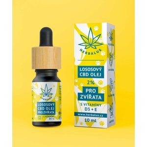 Herbalus Lososový CBD olej 2% pro zvířata - s vitamíny E+D3 10 ml